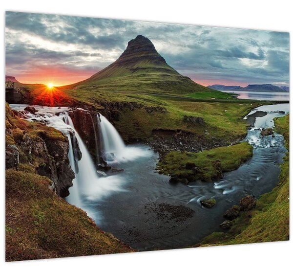 Obraz - Kirkjufell pri západe slnka (70x50 cm)