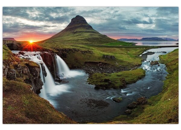 Obraz - Kirkjufell pri západe slnka (90x60 cm)