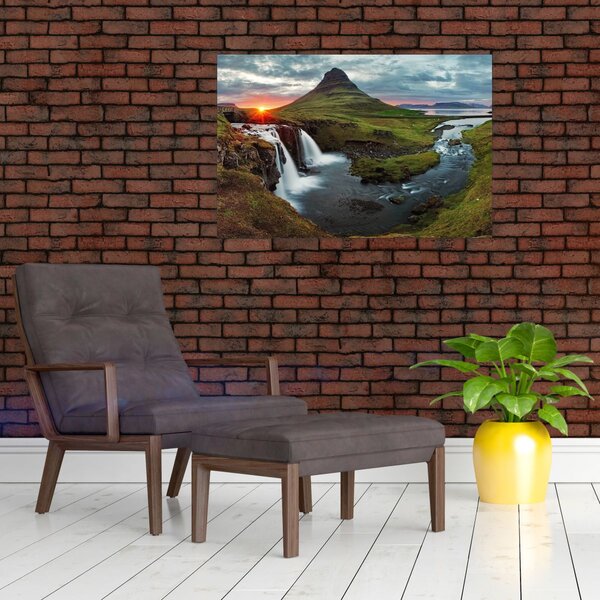 Obraz - Kirkjufell pri západe slnka (90x60 cm)