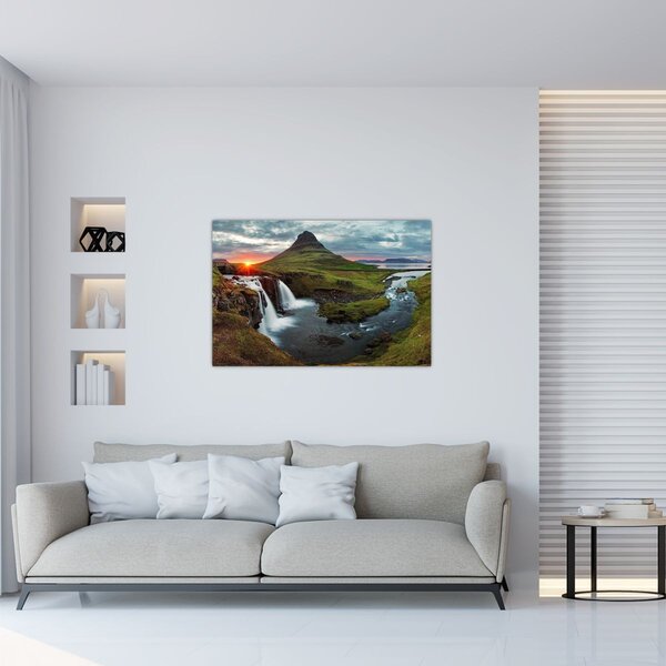 Obraz - Kirkjufell pri západe slnka (90x60 cm)