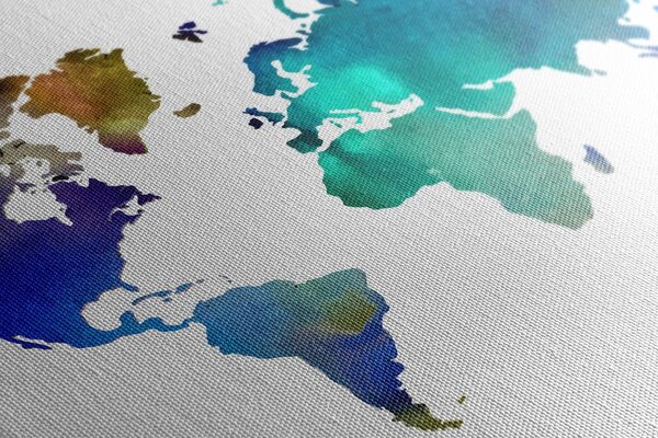 Obraz na korku farebná mapa sveta v akvarelovom prevedení
