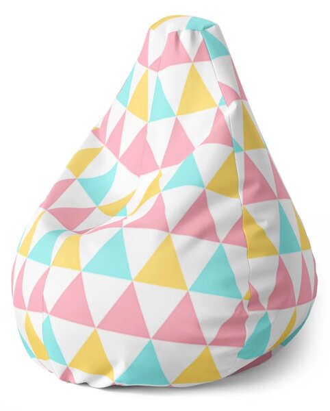 Sablio Sedací vak Pear Trojfarebné Trojuholníky - 70 x 95 x 15 cm