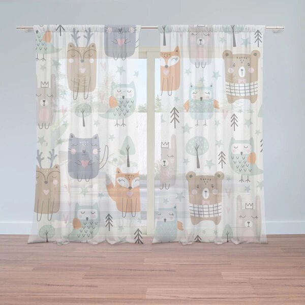 Sablio Záclony Animovaná Lesné zvieratká: 2ks 150x250cm