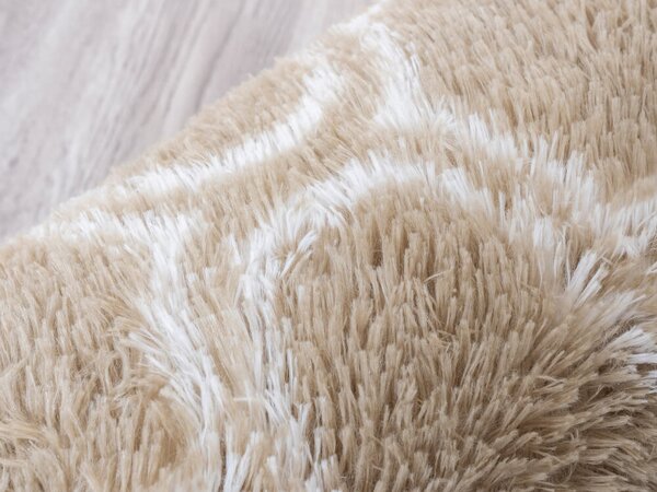 TZ Béžový okrúhly vzorovaný koberec shaggy Decor Latern Rozmer: 120 cm