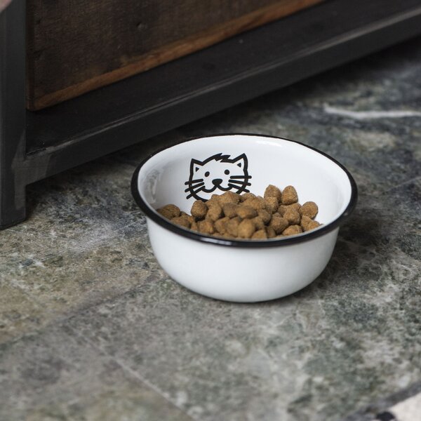 Menšia smaltovaná miska Cat