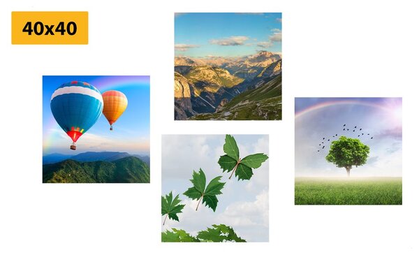 Set obrazov prelet balónom nad krajinou