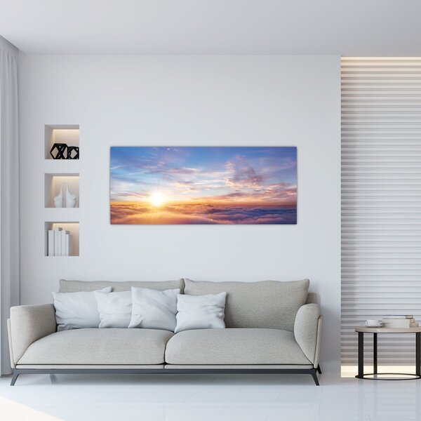 Obraz - Západ slnka nad mrakmi (120x50 cm)