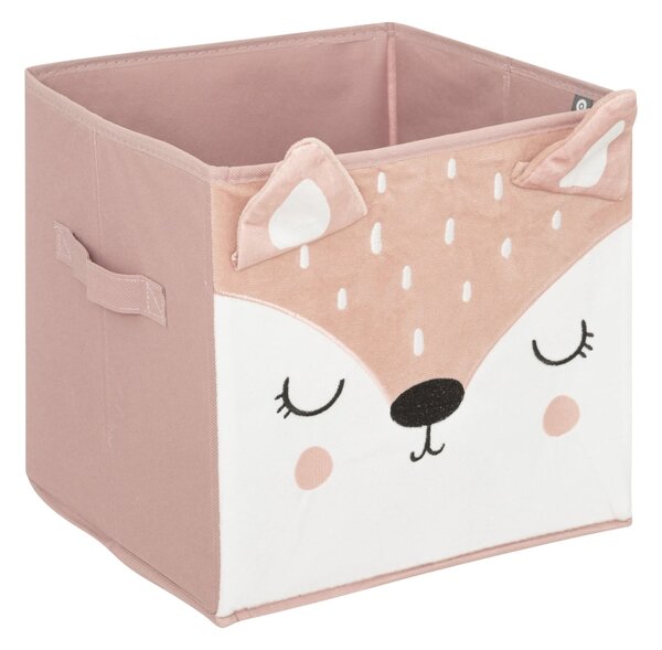 Úložný box Deer, 29x29x29 cm, biela/ružová