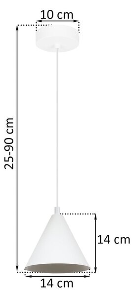 Závesné svietidlo Soho, 1x biele kovové tienidlo, (fi 14cm)
