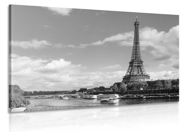 Obraz nádherná panoráma Paríža v čiernobielom prevedení