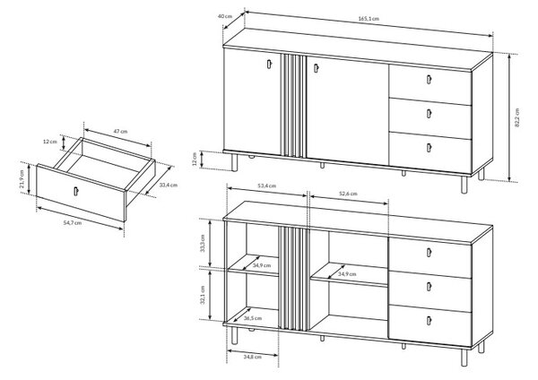 Komoda MALIA 165 2D3S