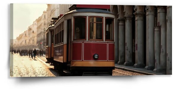 Sablio Obraz Historická červená električka - 110x50 cm