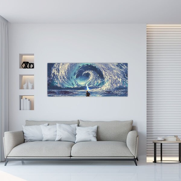 Obraz - Ilustrácia chlapca s kopijou (120x50 cm)
