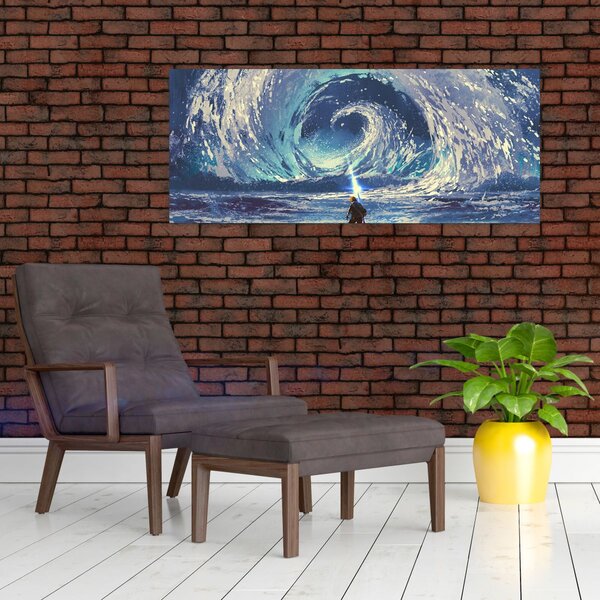 Obraz - Ilustrácia chlapca s kopijou (120x50 cm)
