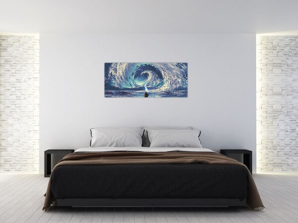 Obraz - Ilustrácia chlapca s kopijou (120x50 cm)