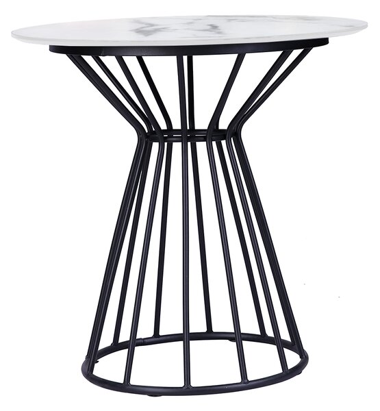 KONDELA Jedálenský stôl, biela/čierna, priemer 70 cm, TEGAN