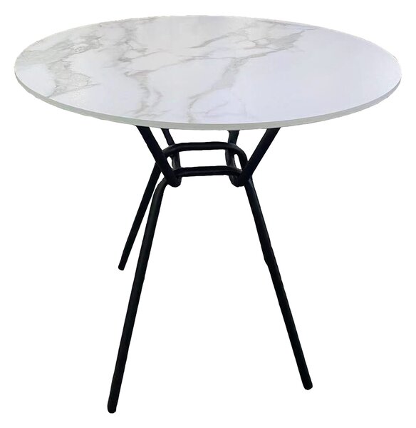 Jedálenský stôl, biela/čierna, 60 cm, TEON