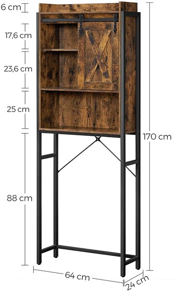 VASAGLE Polička za posuvnými dverami WC 64 x 171 x 24 cm