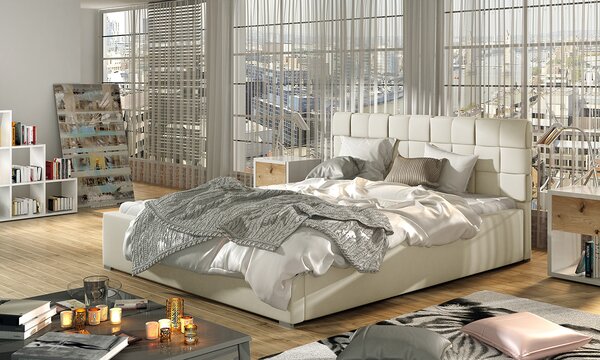 Čalúnená manželská posteľ s roštom Galimo 140 - béžová