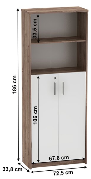 KONDELA Regál so skrinkou, kraft dunkel/biela, JOHAN 2 NEW 10