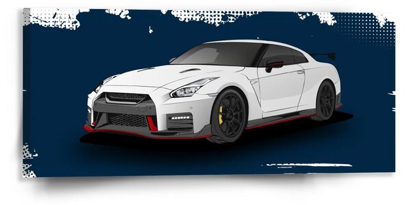 Sablio Obraz Nissan GTR 35 Modrý - 110x50 cm
