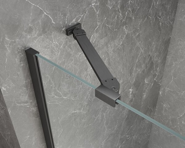 Polysan Polysan, GLOBE GUN METAL štvorcová sprchová zástena 800x800mm, matné sklo, pravé, GB1080-3215MRGM