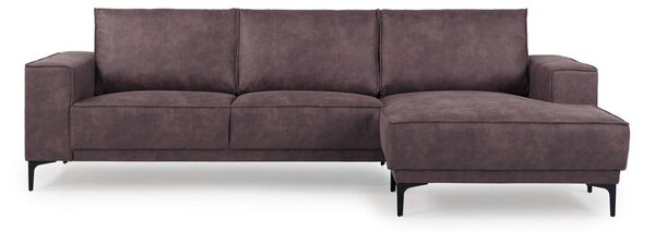 Tmavohnedá rohová pohovka z imitácie kože (pravý roh) Copenhagen – Scandic