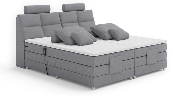 KONDELA Elektrická polohovacia posteľ, boxspring, sivá, 180x200, POLERMA NEW