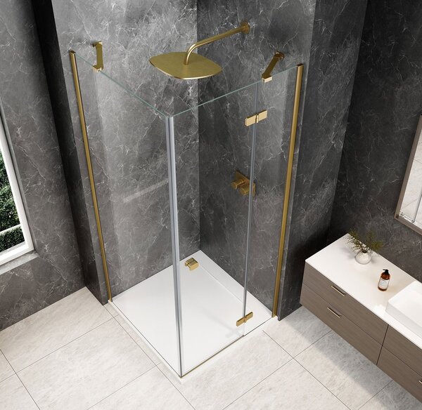 Polysan Polysan, GLOBE GOLD MATT štvorcová sprchová zástena 800x800mm, číre sklo, pravé, GB1080-3215RG