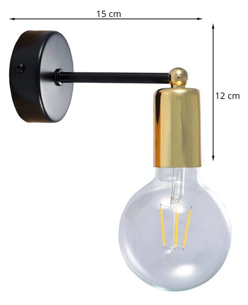 Nástenné svietidlo Edison, zlaté telo svietidla