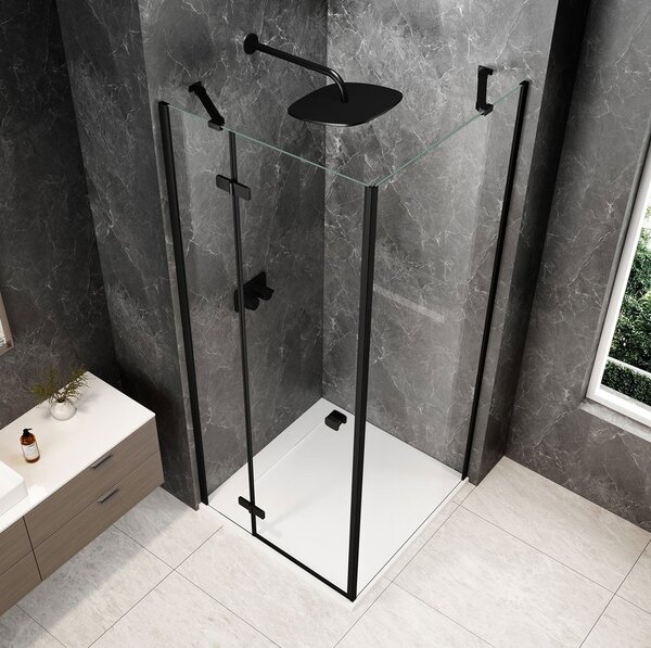 Polysan Polysan, GLOBE BLACK štvorcová sprchová zástena 800x800mm, číre sklo, ľavá, GB1080-3215LB