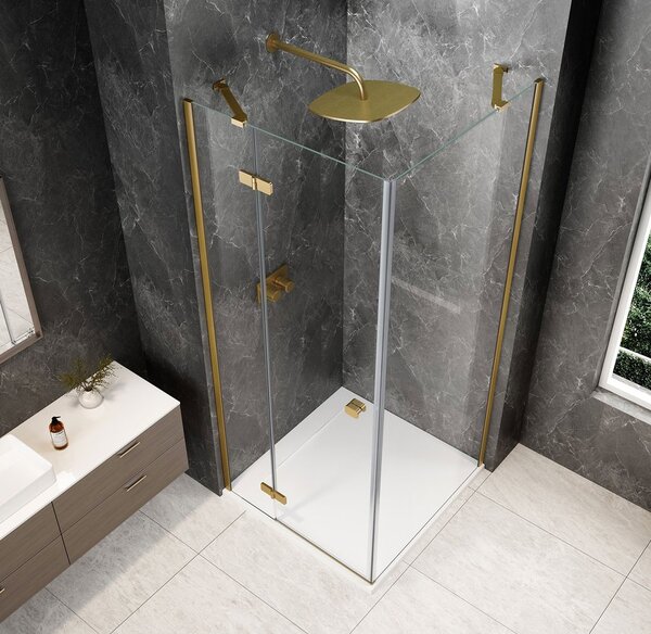 Polysan Polysan, GLOBE GOLD MATT štvorcová sprchová zástena 800x800mm, číre sklo, ľavá, GB1080-3215LG