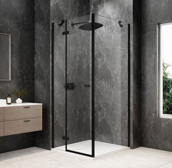 Polysan Polysan, GLOBE BLACK štvorcová sprchová zástena 800x800mm, číre sklo, ľavá, GB1080-3215LB