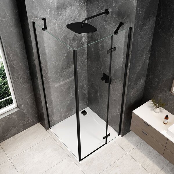 Polysan Polysan, GLOBE BLACK štvorcová sprchová zástena 800x800mm, číre sklo, pravé, GB1080-3215RB