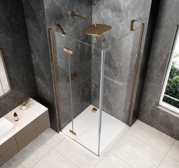 Polysan Polysan, GLOBE COPPER MATT štvorcová sprchová zástena 800x800mm, číre sklo, ľavá, GB1080-3215LPG