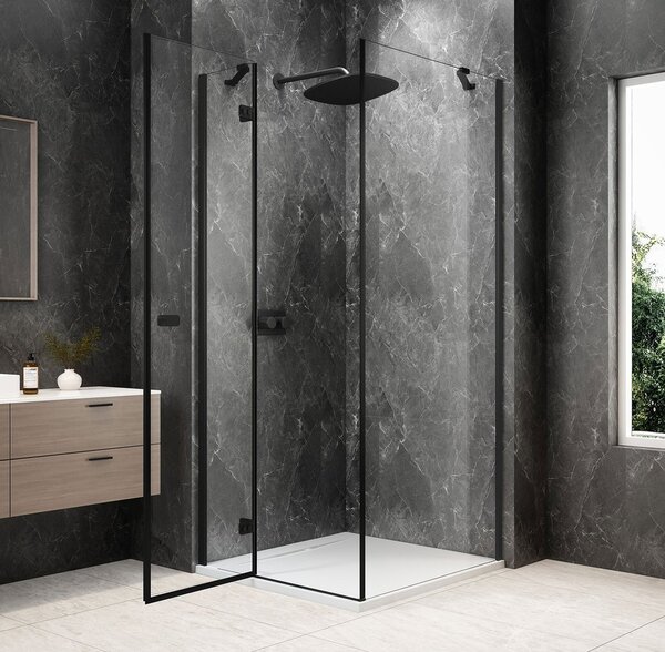 Polysan Polysan, GLOBE BLACK štvorcová sprchová zástena 800x800mm, číre sklo, ľavá, GB1080-3215LB