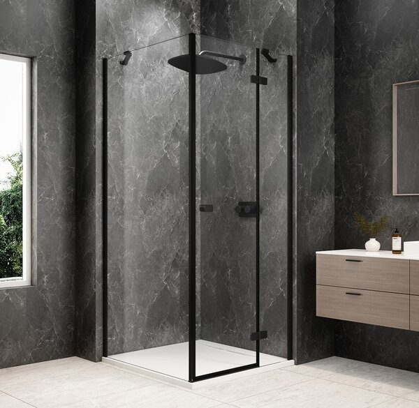 Polysan Polysan, GLOBE BLACK štvorcová sprchová zástena 800x800mm, číre sklo, pravé, GB1080-3215RB