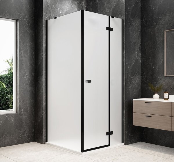 Polysan Polysan, GLOBE BLACK štvorcová sprchová zástena 800x800mm, matné sklo, pravé, GB1080-3215MRB