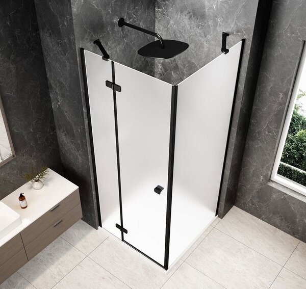 Polysan Polysan, GLOBE BLACK štvorcová sprchová zástena 800x800mm, matné sklo, ľavá, GB1080-3215MLB