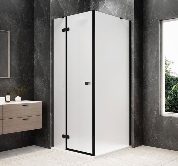 Polysan Polysan, GLOBE BLACK štvorcová sprchová zástena 800x800mm, matné sklo, ľavá, GB1080-3215MLB