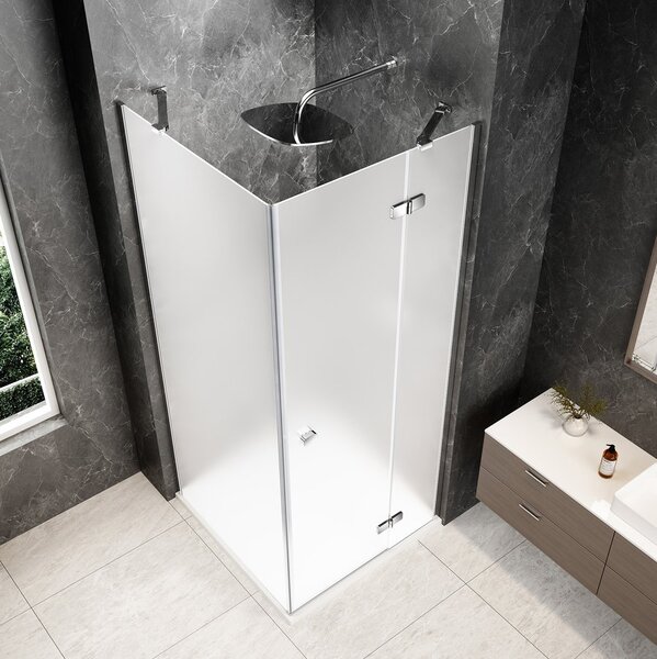 Polysan Polysan, GLOBE CHROME štvorcová sprchová zástena 800x800mm, matné sklo, pravé, GB1080-3215MRC