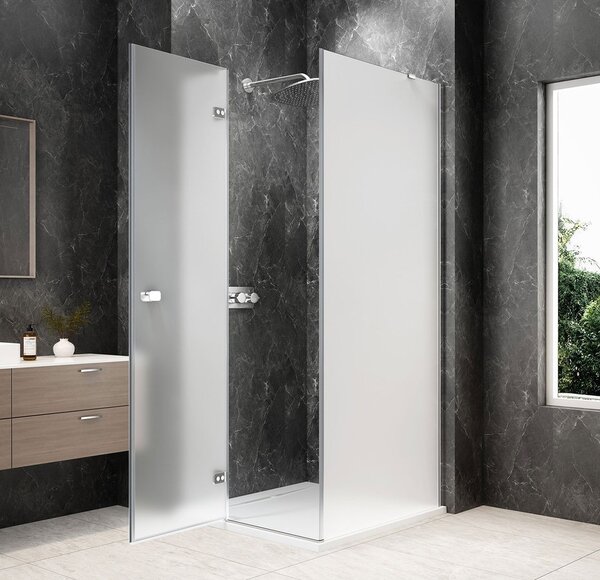 Polysan Polysan, GLOBE CHROME štvorcová sprchová zástena 800x800mm, matné sklo, ľavá, GB1080-3215MLC