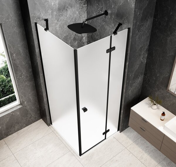Polysan Polysan, GLOBE BLACK štvorcová sprchová zástena 800x800mm, matné sklo, pravé, GB1080-3215MRB