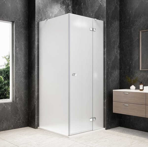 Polysan Polysan, GLOBE CHROME štvorcová sprchová zástena 800x800mm, matné sklo, pravé, GB1080-3215MRC