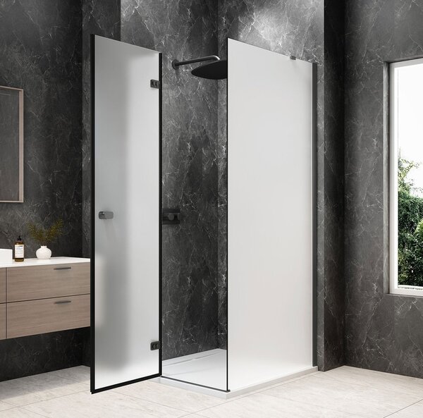 Polysan Polysan, GLOBE GUN METAL štvorcová sprchová zástena 800x800mm, matné sklo, ľavá, GB1080-3215MLGM