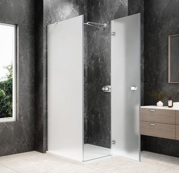 Polysan Polysan, GLOBE CHROME štvorcová sprchová zástena 800x800mm, matné sklo, pravé, GB1080-3215MRC