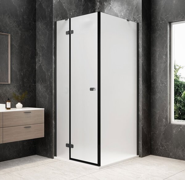 Polysan Polysan, GLOBE GUN METAL štvorcová sprchová zástena 800x800mm, matné sklo, ľavá, GB1080-3215MLGM