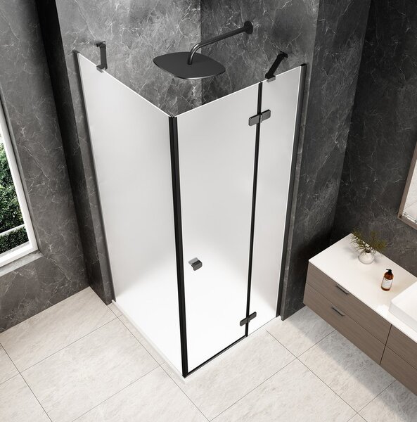 Polysan Polysan, GLOBE GUN METAL štvorcová sprchová zástena 800x800mm, matné sklo, pravé, GB1080-3215MRGM