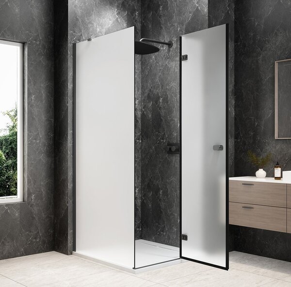 Polysan Polysan, GLOBE GUN METAL štvorcová sprchová zástena 800x800mm, matné sklo, pravé, GB1080-3215MRGM