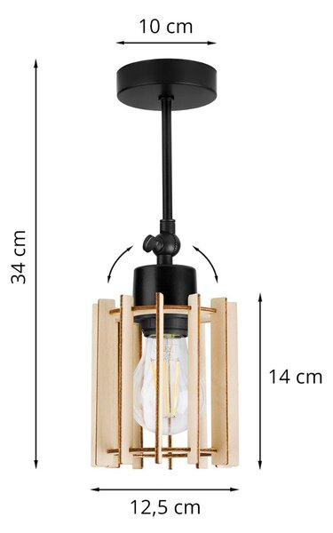 Bodové svietidlo Timber 7, 1x drevené tienidlo